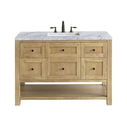 James Martin - Breckenridge 48" Single Vanity, Light Natural Oak w/ 3 CM Carrara Marble Top - 330-V48-LNO-3CAR view 1