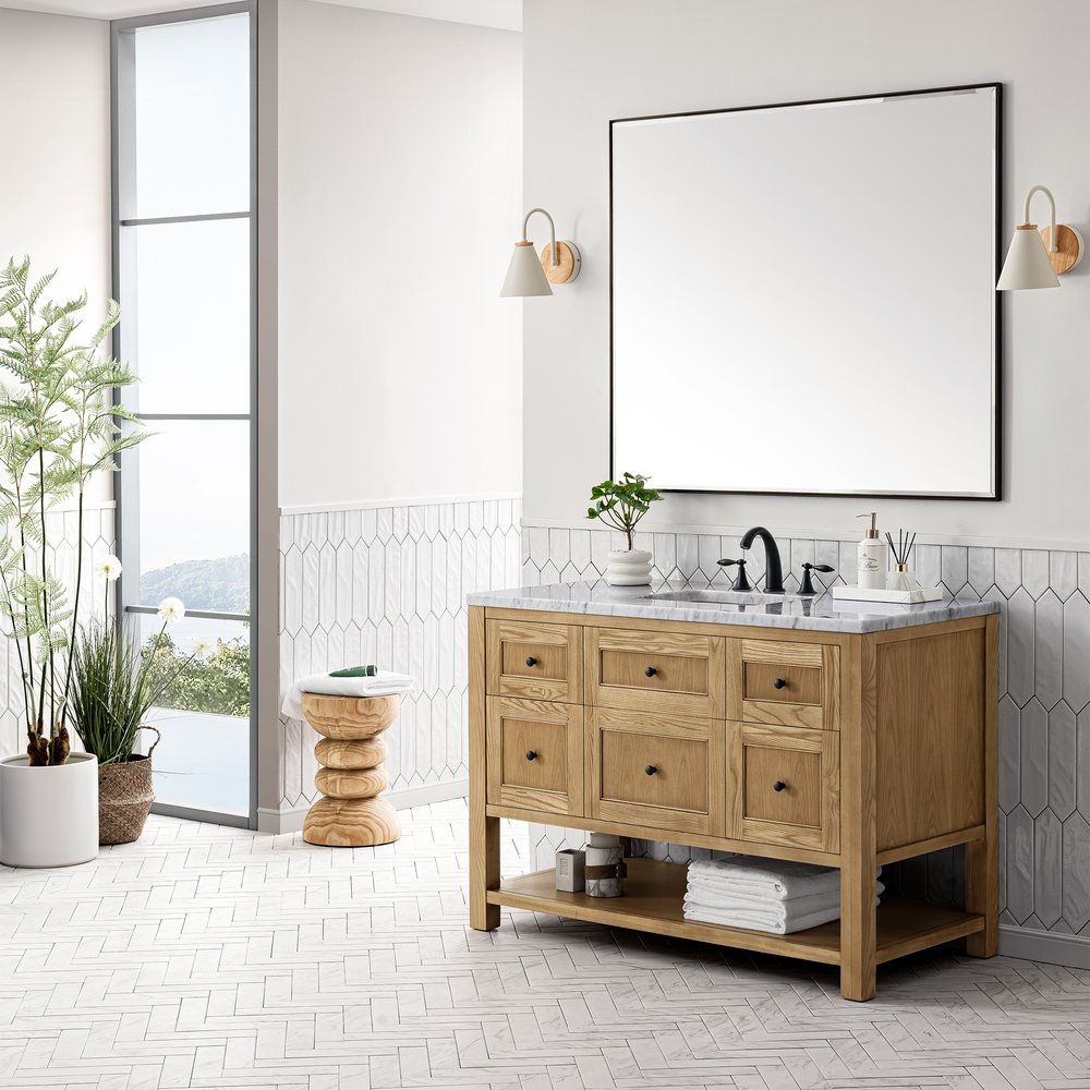 James Martin - Breckenridge 48" Single Vanity, Light Natural Oak w/ 3 CM Carrara Marble Top - 330-V48-LNO-3CAR view 4