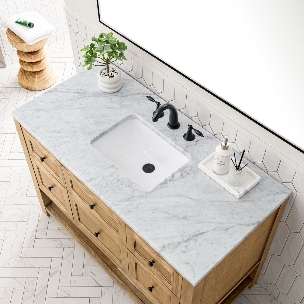 James Martin - Breckenridge 48" Single Vanity, Light Natural Oak w/ 3 CM Carrara Marble Top - 330-V48-LNO-3CAR view 7