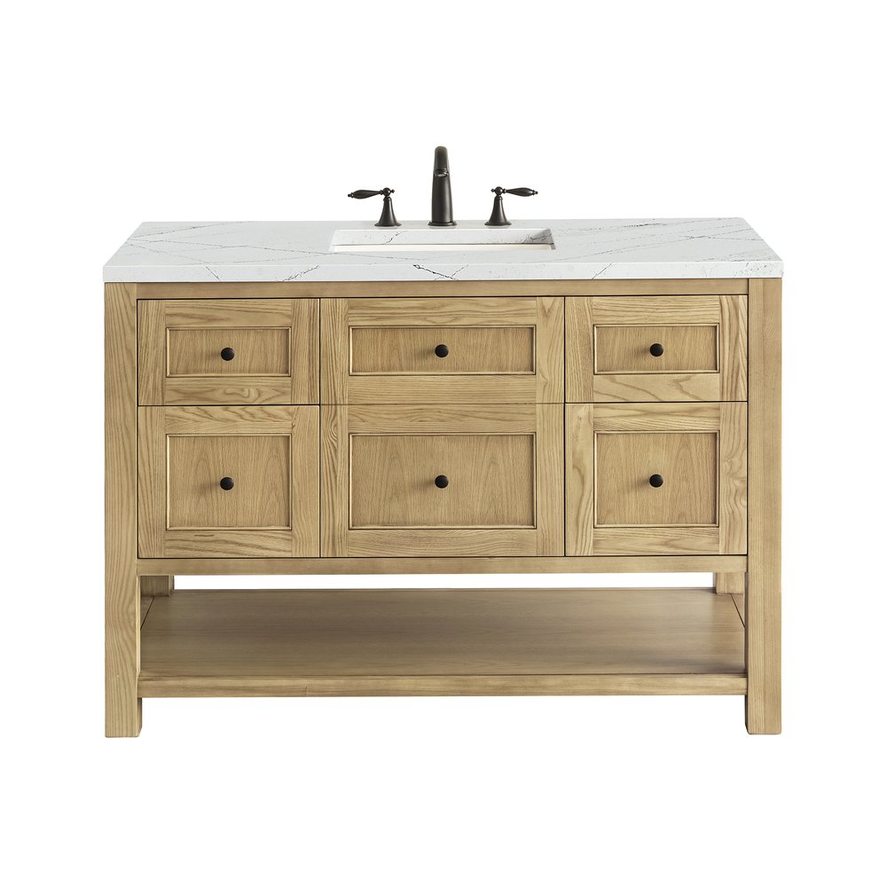 James Martin - Breckenridge 48" Single Vanity, Light Natural Oak w/ 3 CM Ethereal Noctis Top - 330-V48-LNO-3ENC view 1