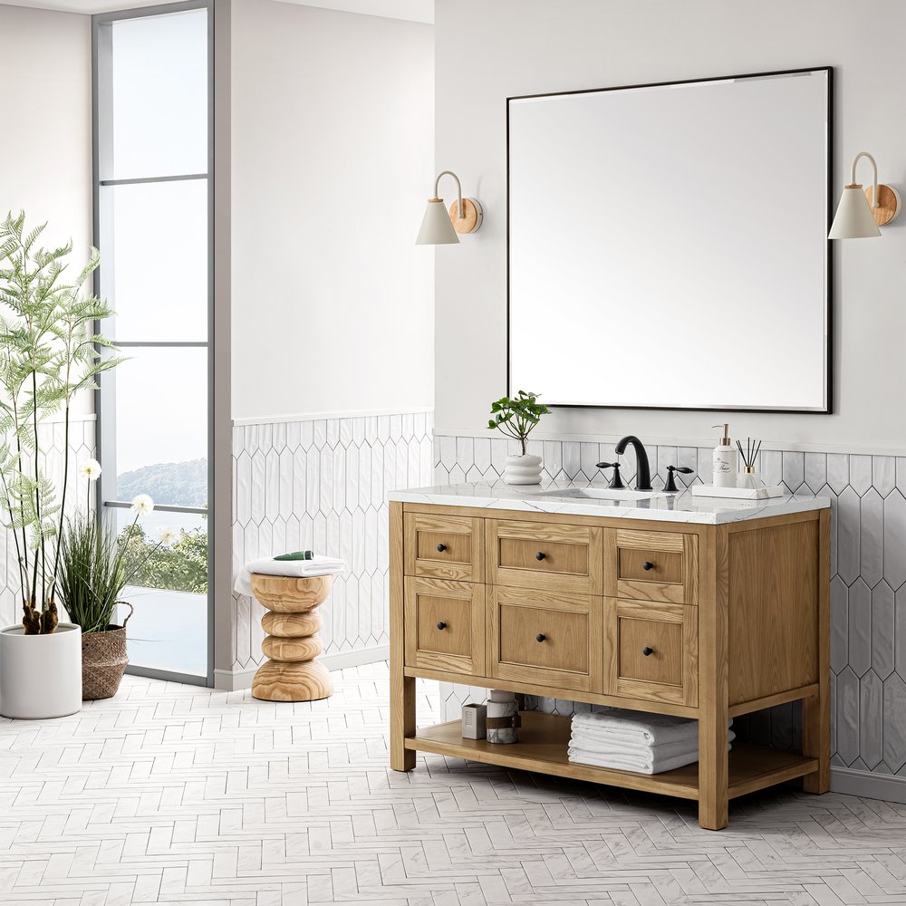 James Martin - Breckenridge 48" Single Vanity, Light Natural Oak w/ 3 CM Ethereal Noctis Top - 330-V48-LNO-3ENC view 4