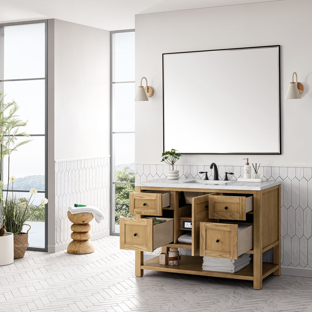 James Martin - Breckenridge 48" Single Vanity, Light Natural Oak w/ 3 CM Ethereal Noctis Top - 330-V48-LNO-3ENC view 5