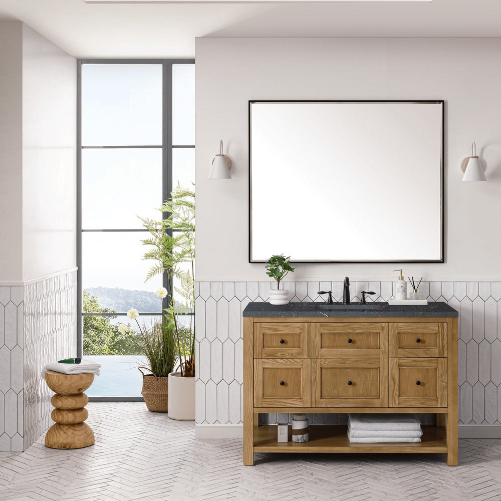 James Martin - Breckenridge 48" Single Vanity, Light Natural Oak w/ 3 CM Parisien Bleu Top - 330-V48-LNO-3PBL view 3