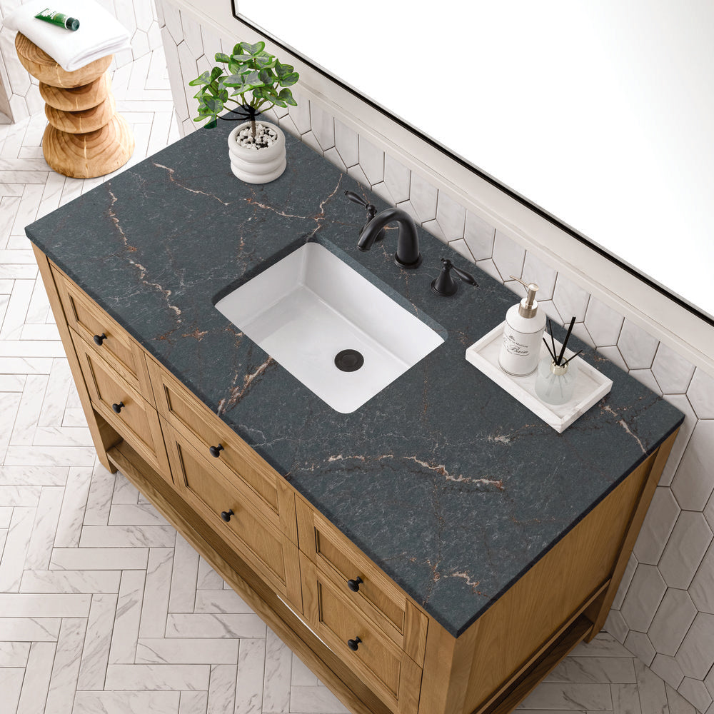 James Martin - Breckenridge 48" Single Vanity, Light Natural Oak w/ 3 CM Parisien Bleu Top - 330-V48-LNO-3PBL view 7