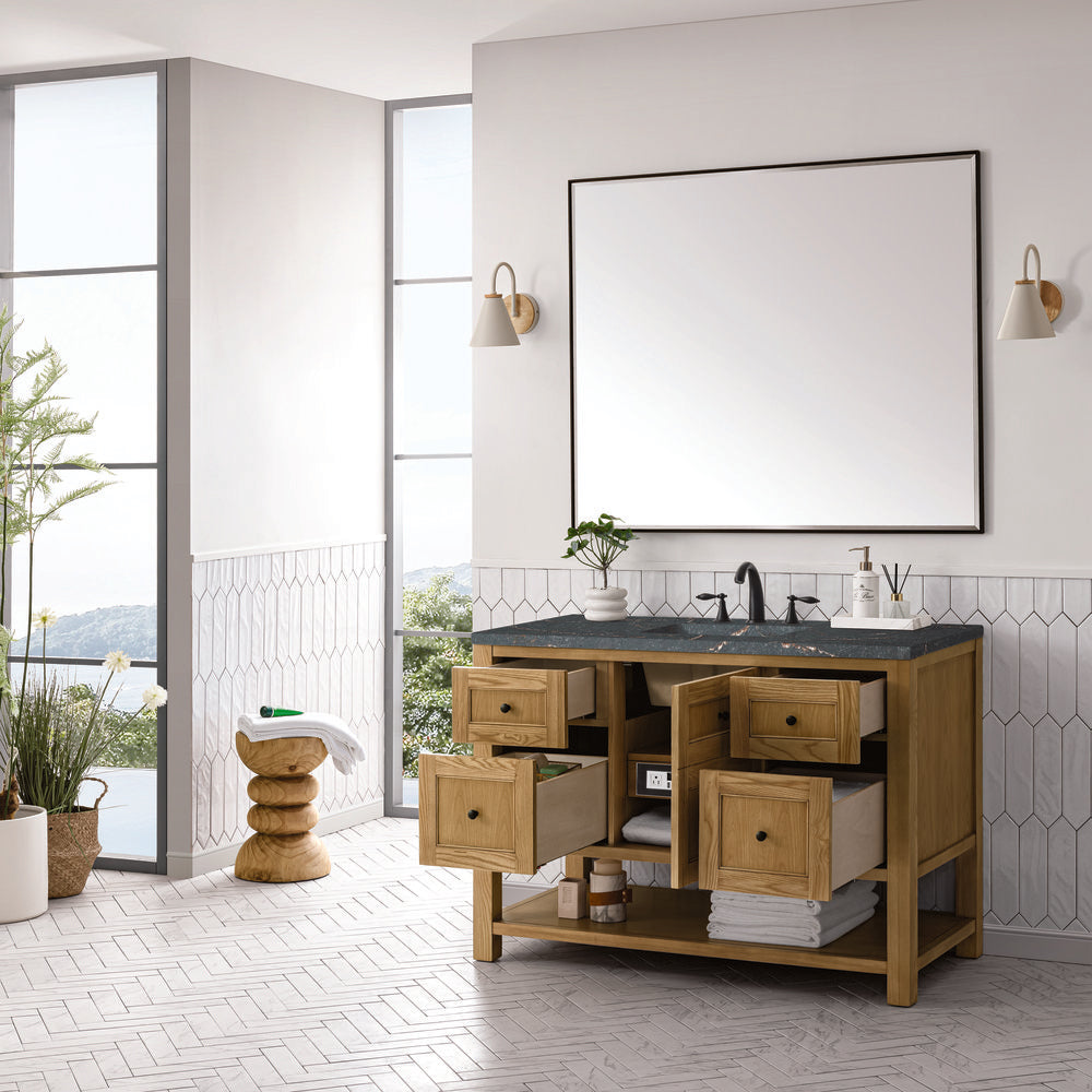 James Martin - Breckenridge 48" Single Vanity, Light Natural Oak w/ 3 CM Parisien Bleu Top w/FreePower Wireless Charger - 330-V48-LNO-FPBL view 6