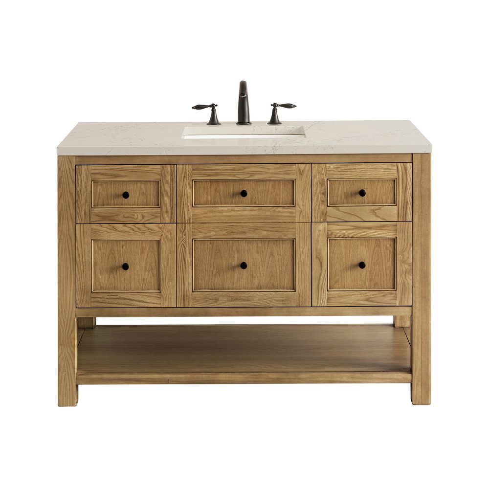 James Martin - Breckenridge 48" Single Vanity, Light Natural Oak, w/ 3 CM Siberian Silestone Top - 330-V48-LNO-3SFR view 1