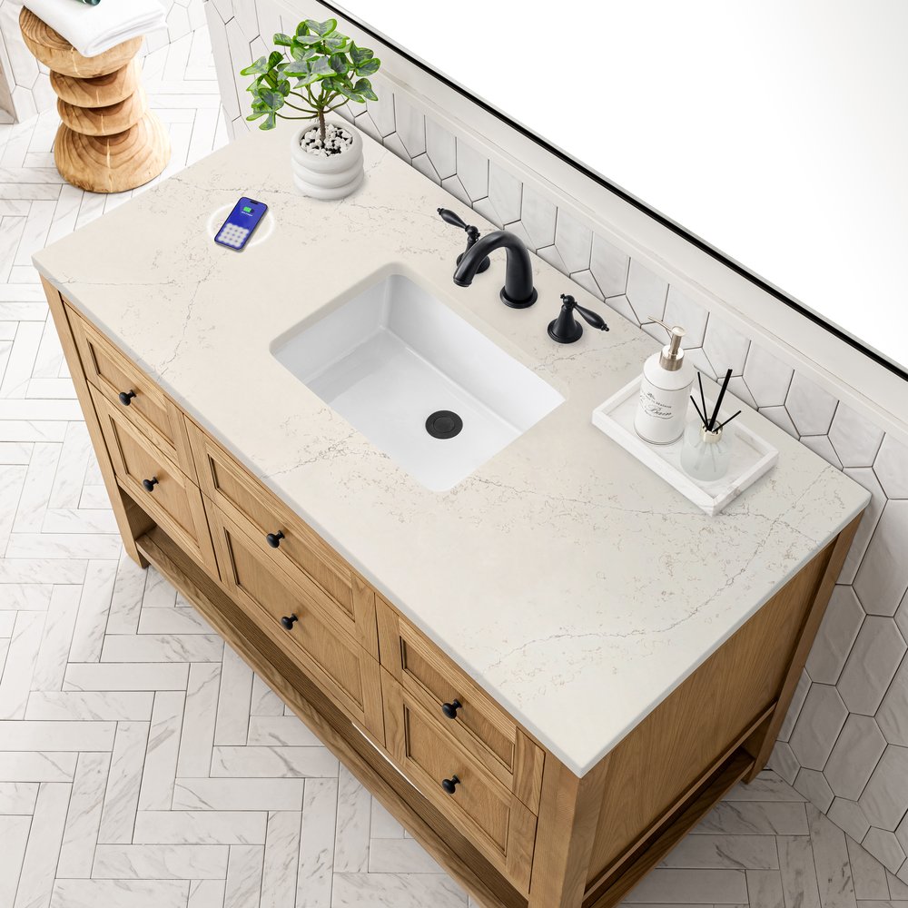 James Martin - Breckenridge 48" Single Vanity, Light Natural Oak, w/ 3 CM Siberian Silestone Top w/FreePower Wireless Charger - 330-V48-LNO-FSFR view 8