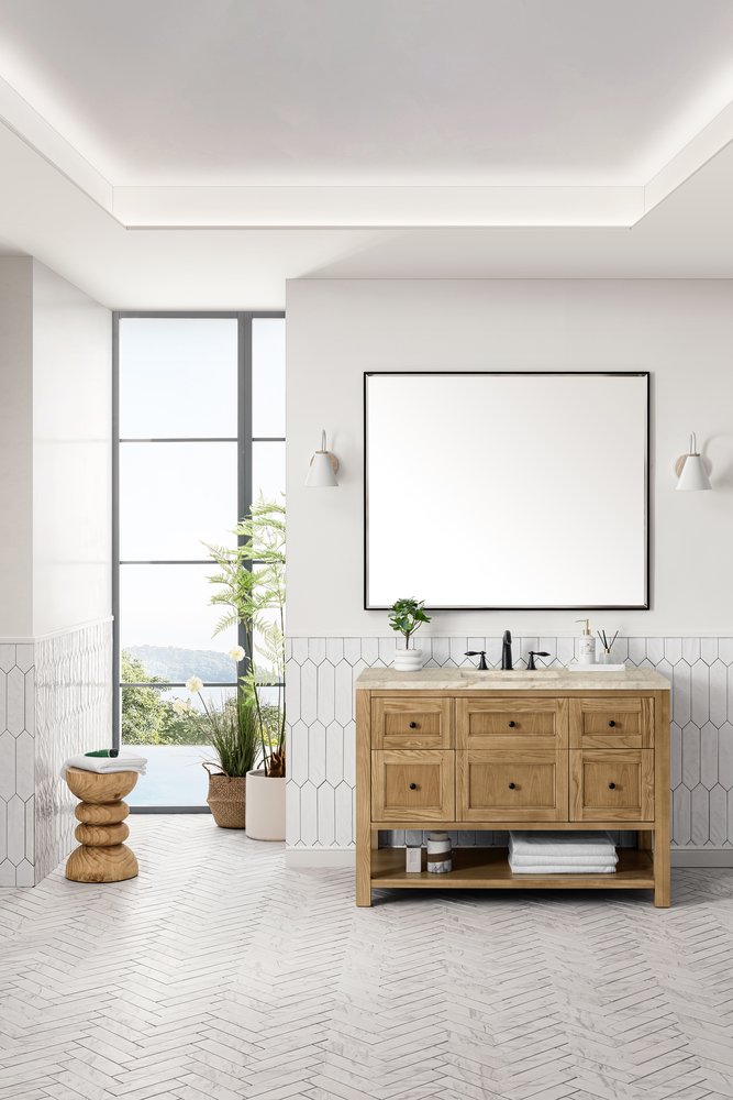 James Martin - Breckenridge 48" Single Vanity, Light Natural Oak, w/ 3 CM Tajnar Eclos Top - 330-V48-LNO-3TJR view 4