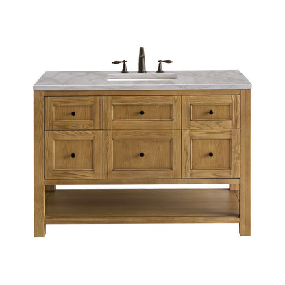 James Martin - Breckenridge 48" Single Vanity, Light Natural Oak w/ 3 CM Victorian Silver Top - 330-V48-LNO-3VSL view 1