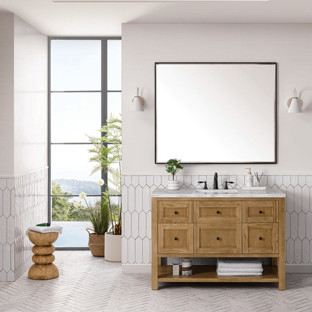 James Martin - Breckenridge 48" Single Vanity, Light Natural Oak w/ 3 CM Victorian Silver Top - 330-V48-LNO-3VSL view 3