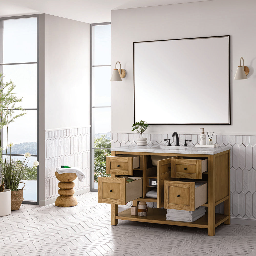James Martin - Breckenridge 48" Single Vanity, Light Natural Oak w/ 3 CM Victorian Silver Top - 330-V48-LNO-3VSL view 5