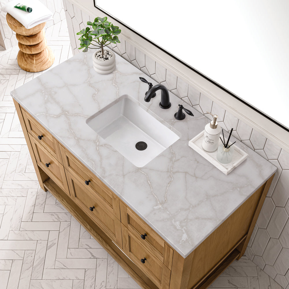 James Martin - Breckenridge 48" Single Vanity, Light Natural Oak w/ 3 CM Victorian Silver Top - 330-V48-LNO-3VSL view 7
