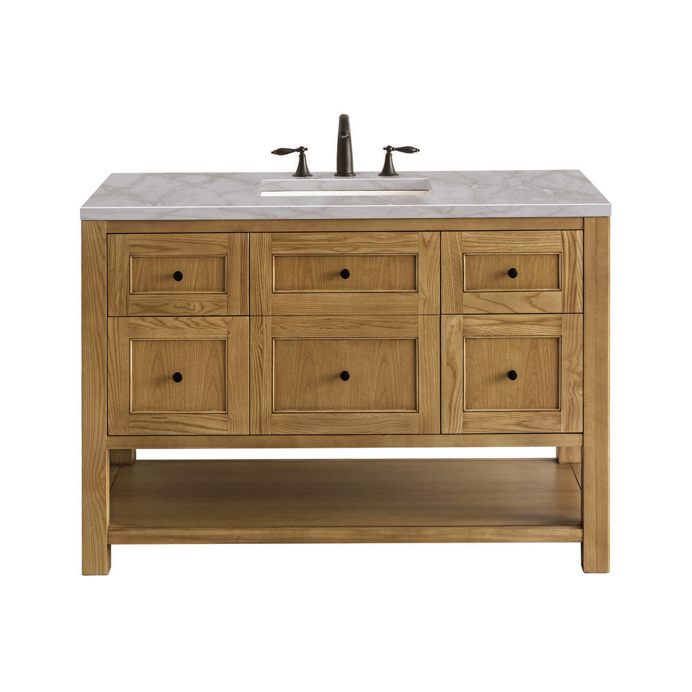 James Martin - Breckenridge 48" Single Vanity, Light Natural Oak w/ 3 CM Victorian Silver Top w/FreePower Wireless Charger - 330-V48-LNO-FVSL view 1