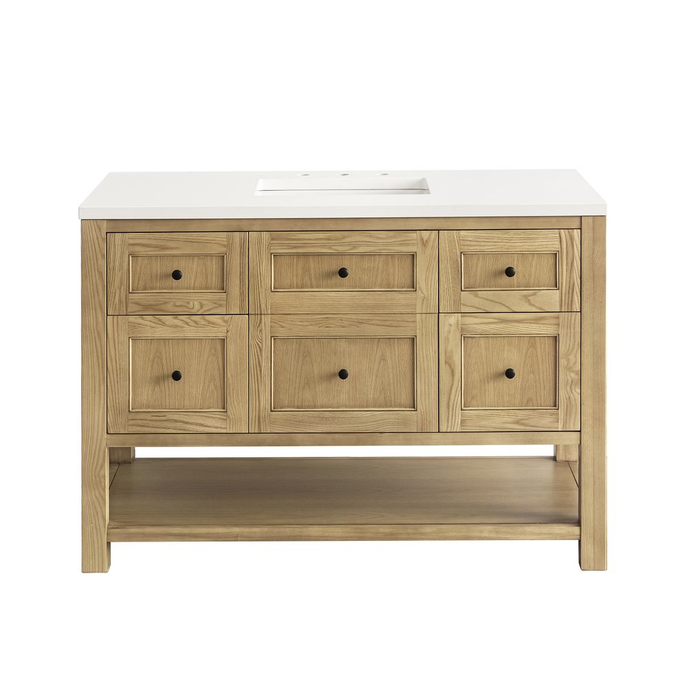 James Martin - Breckenridge 48" Single Vanity, Light Natural Oak w/ 3 CM White Zeus Top - 330-V48-LNO-3WZ view 1