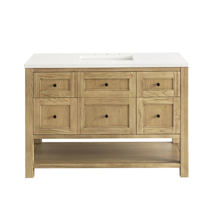 James Martin - Breckenridge 48" Single Vanity, Light Natural Oak w/ 3 CM White Zeus Top - 330-V48-LNO-3WZ view 1