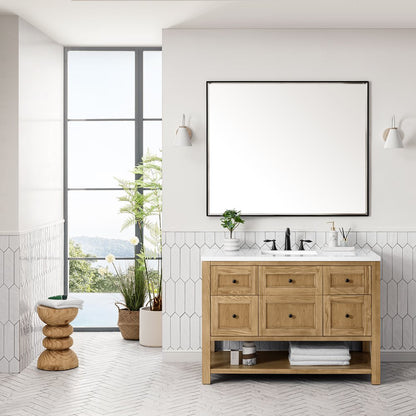 James Martin - Breckenridge 48" Single Vanity, Light Natural Oak w/ 3 CM White Zeus Top - 330-V48-LNO-3WZ view 3