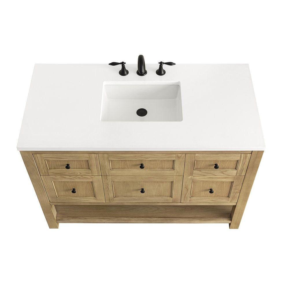 James Martin - Breckenridge 48" Single Vanity, Light Natural Oak w/ 3 CM White Zeus Top - 330-V48-LNO-3WZ view 8
