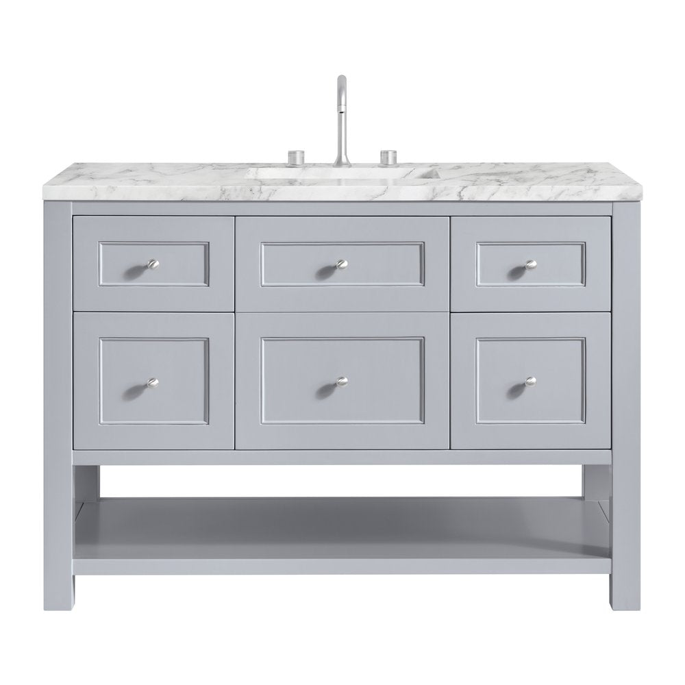 James Martin - Breckenridge 48" Single Vanity, Serenity Blue, w/ 3 CM Carrara Marble Top - 330-V48-SRB-3CAR view 1