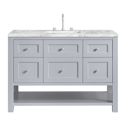 James Martin - Breckenridge 48" Single Vanity, Serenity Blue, w/ 3 CM Carrara Marble Top - 330-V48-SRB-3CAR view 1