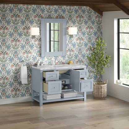 James Martin - Breckenridge 48" Single Vanity, Serenity Blue, w/ 3 CM Carrara Marble Top - 330-V48-SRB-3CAR view 5
