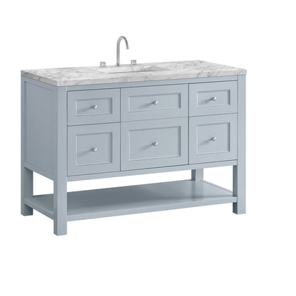 James Martin - Breckenridge 48" Single Vanity, Serenity Blue, w/ 3 CM Carrara Marble Top - 330-V48-SRB-3CAR view 10