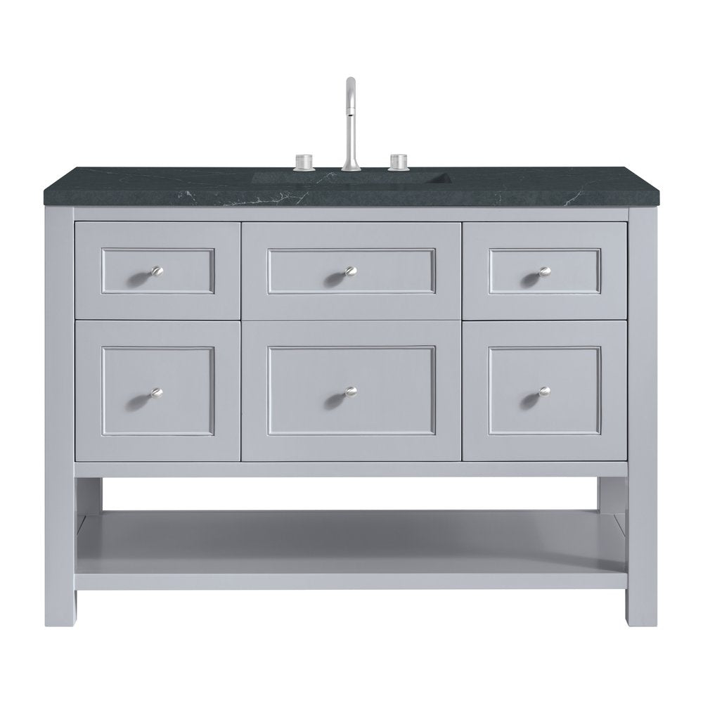 James Martin - Breckenridge 48" Single Vanity, Serenity Blue, w/ 3 CM Charcoal Soapstone Quartz Top - 330-V48-SRB-3CSP view 1