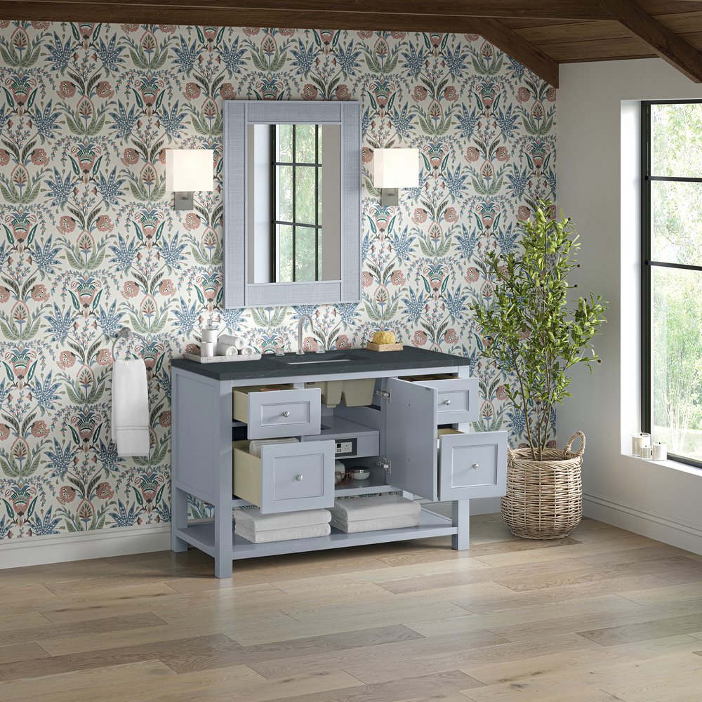 James Martin - Breckenridge 48" Single Vanity, Serenity Blue, w/ 3 CM Charcoal Soapstone Quartz Top - 330-V48-SRB-3CSP view 5
