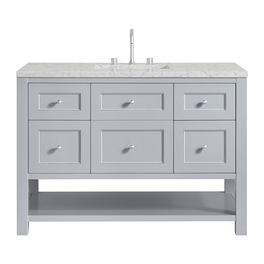James Martin - Breckenridge 48" Single Vanity, Serenity Blue, w/ 3 CM Eternal Jasmine Pearl Quartz Top - 330-V48-SRB-3EJP view 1
