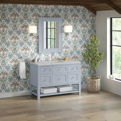 James Martin - Breckenridge 48" Single Vanity, Serenity Blue, w/ 3 CM Eternal Jasmine Pearl Quartz Top - 330-V48-SRB-3EJP view 4