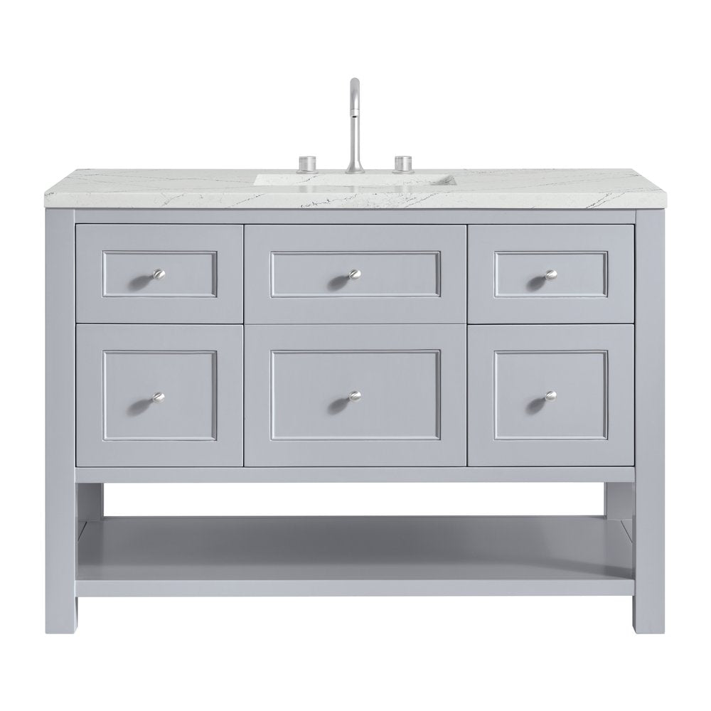 James Martin - Breckenridge 48" Single Vanity, Serenity Blue, w/ 3 CM Ethereal Noctis Quartz Top - 330-V48-SRB-3ENC view 1