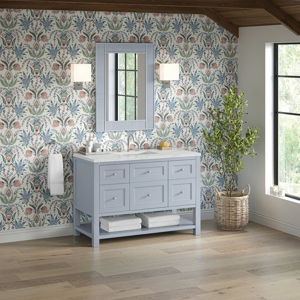James Martin - Breckenridge 48" Single Vanity, Serenity Blue, w/ 3 CM Ethereal Noctis Quartz Top - 330-V48-SRB-3ENC view 4