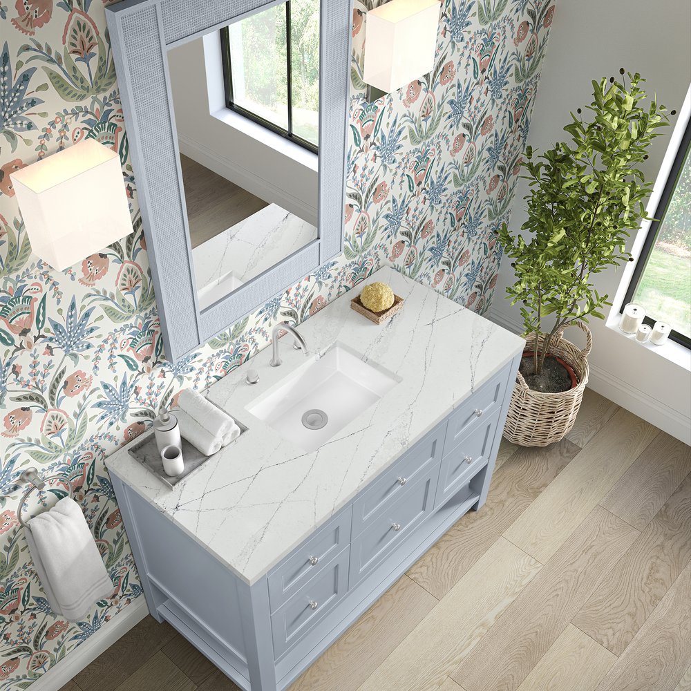 James Martin - Breckenridge 48" Single Vanity, Serenity Blue, w/ 3 CM Ethereal Noctis Quartz Top - 330-V48-SRB-3ENC view 7