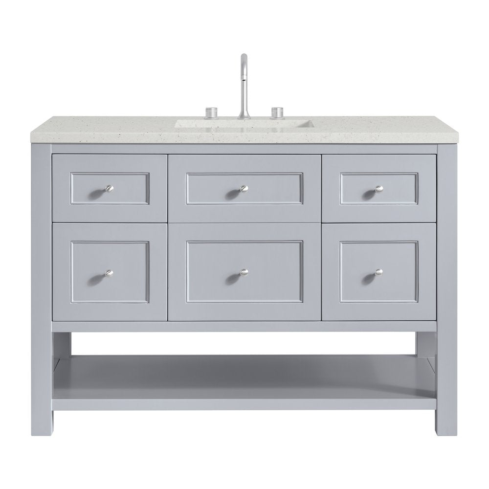James Martin - Breckenridge 48" Single Vanity, Serenity Blue, w/ 3 CM Lime Delight Quartz Top - 330-V48-SRB-3LDL view 1