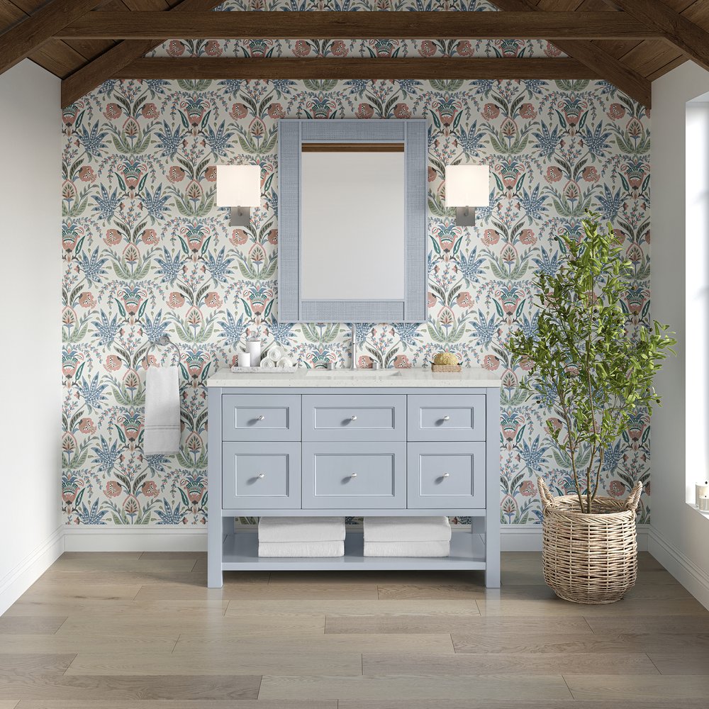 James Martin - Breckenridge 48" Single Vanity, Serenity Blue, w/ 3 CM Lime Delight Quartz Top - 330-V48-SRB-3LDL view 3