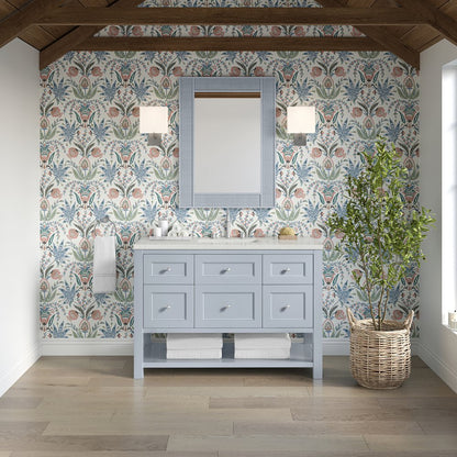 James Martin - Breckenridge 48" Single Vanity, Serenity Blue, w/ 3 CM Lime Delight Quartz Top - 330-V48-SRB-3LDL view 3