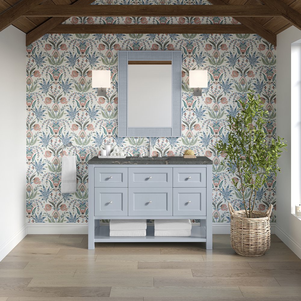 James Martin - Breckenridge 48" Single Vanity, Serenity Blue, w/ 3 CM Parisien Bleu Quartz Top - 330-V48-SRB-3PBL view 3