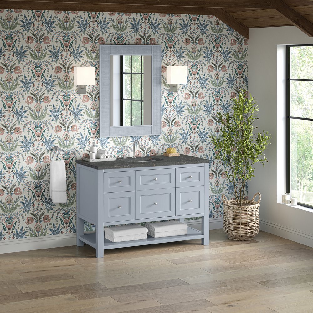 James Martin - Breckenridge 48" Single Vanity, Serenity Blue, w/ 3 CM Parisien Bleu Quartz Top - 330-V48-SRB-3PBL view 4