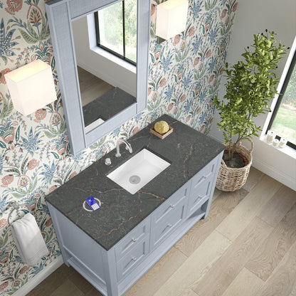 James Martin - Breckenridge 48" Single Vanity, Serenity Blue, w/ 3 CM Parisien Bleu Quartz Top w/FreePower Wireless Charger - 330-V48-SRB-FPBL view 8