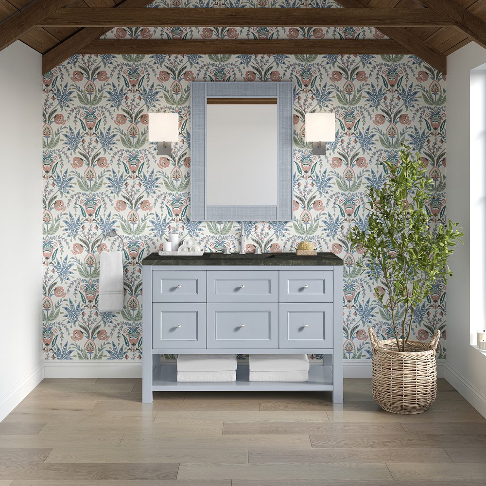 James Martin - Breckenridge 48" Single Vanity, Serenity Blue, w/ 3 CM Phantome Eclos Top - 330-V48-SRB-3PHT view 3