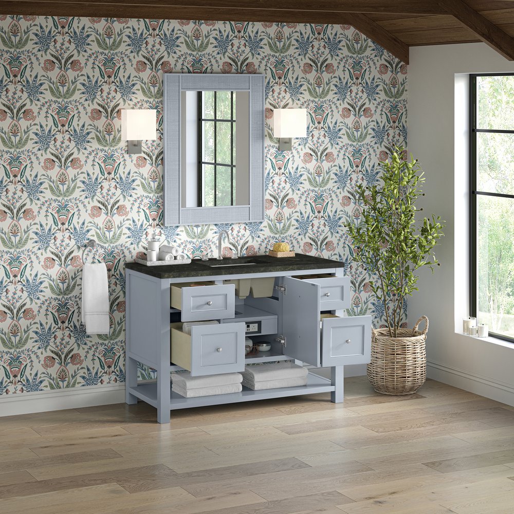 James Martin - Breckenridge 48" Single Vanity, Serenity Blue, w/ 3 CM Phantome Eclos Top - 330-V48-SRB-3PHT view 5