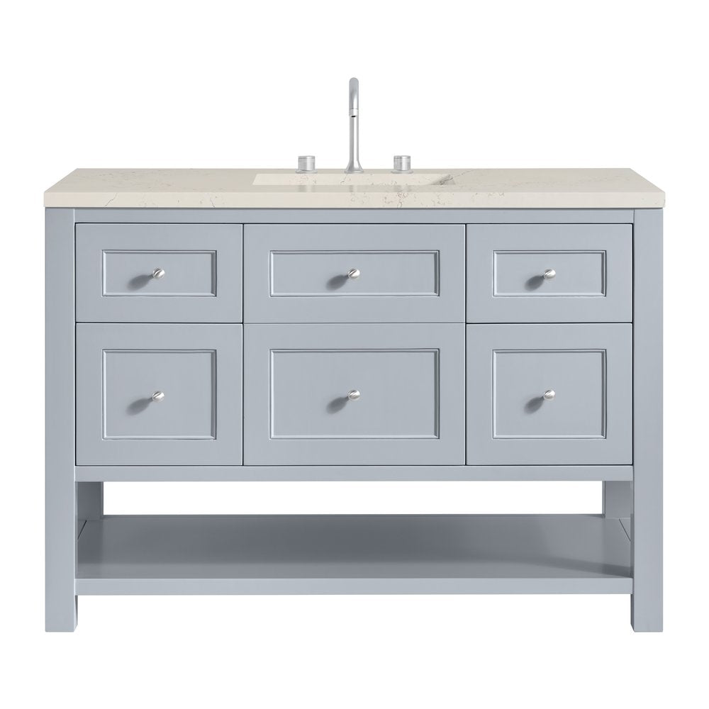 James Martin - Breckenridge 48" Single Vanity, Serenity Blue, w/ 3 CM Siberian Silestone Top - 330-V48-SRB-3SFR view 1
