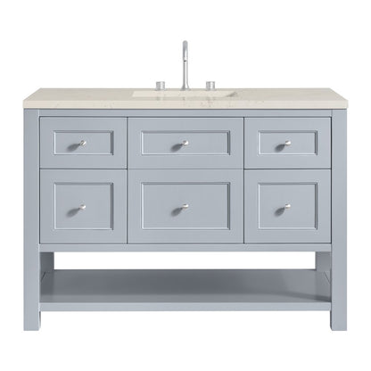 James Martin - Breckenridge 48" Single Vanity, Serenity Blue, w/ 3 CM Siberian Silestone Top - 330-V48-SRB-3SFR view 1