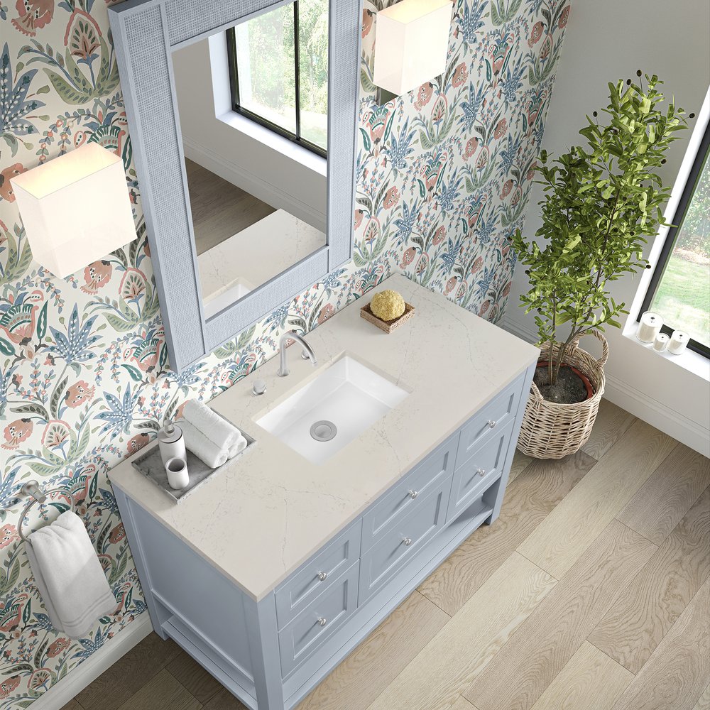 James Martin - Breckenridge 48" Single Vanity, Serenity Blue, w/ 3 CM Siberian Silestone Top - 330-V48-SRB-3SFR view 7