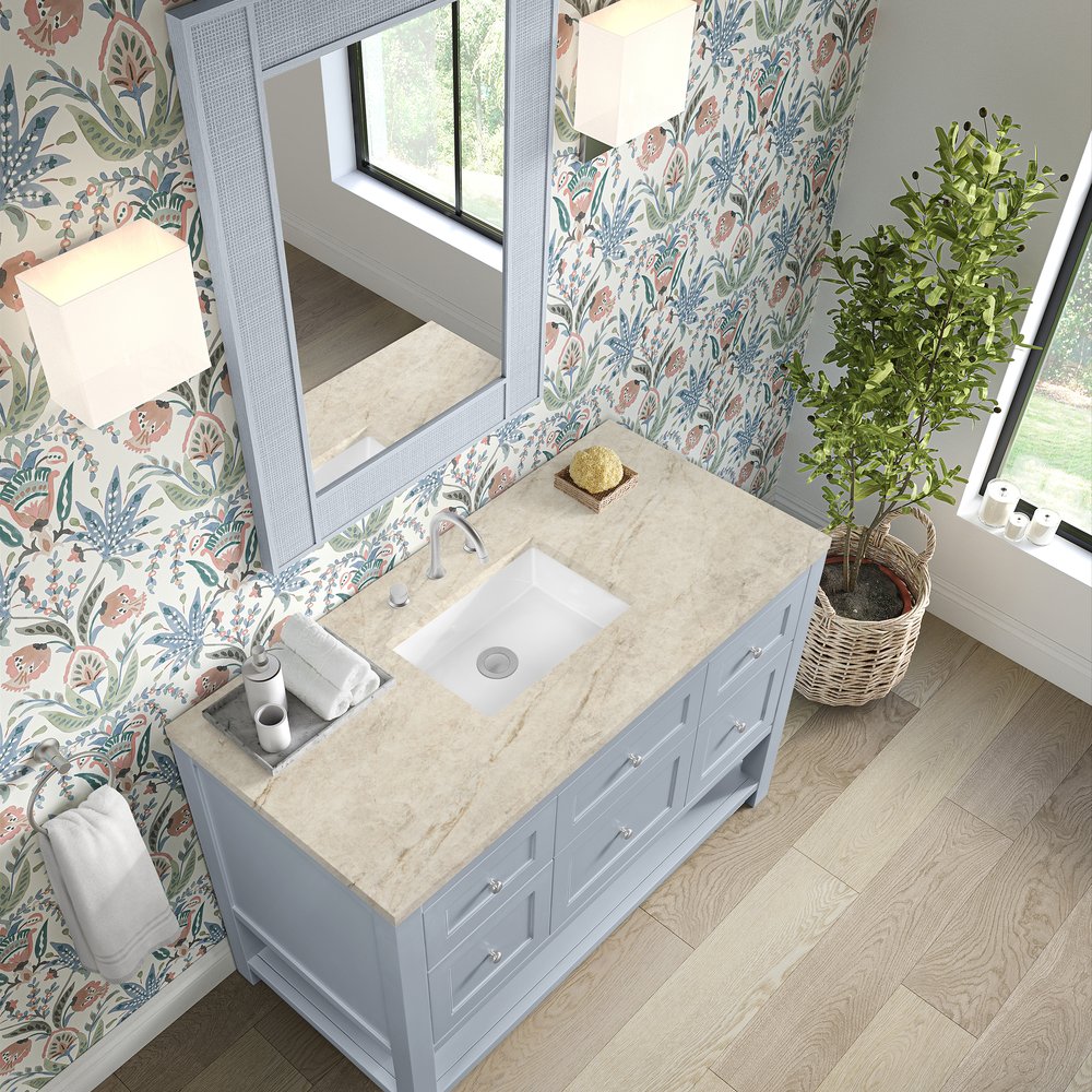 James Martin - Breckenridge 48" Single Vanity, Serenity Blue, w/ 3 CM Tajnar Eclos Top - 330-V48-SRB-3TJR view 7