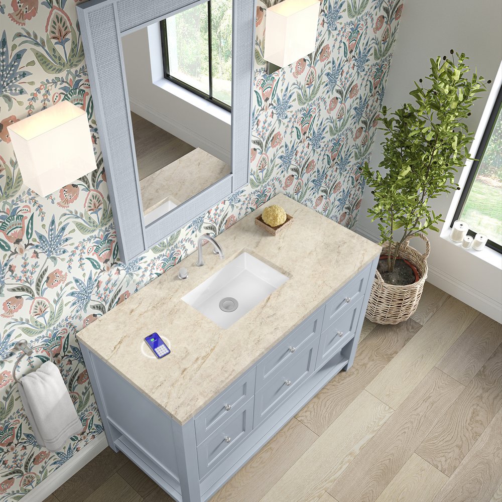 James Martin - Breckenridge 48" Single Vanity, Serenity Blue, w/ 3 CM Tajnar Eclos Top w/FreePower Wireless Charger - 330-V48-SRB-FTJR view 7