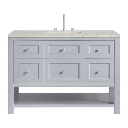 James Martin - Breckenridge 48" Single Vanity, Serenity Blue, w/ 3 CM Victorian Silver Quartz Top - 330-V48-SRB-3VSL view 1