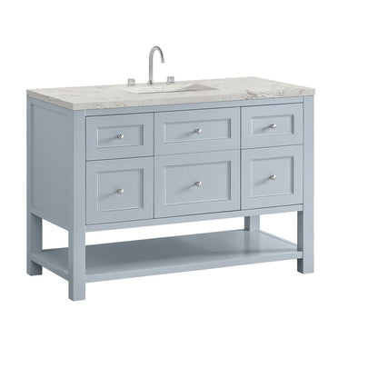 James Martin - Breckenridge 48" Single Vanity, Serenity Blue, w/ 3 CM Victorian Silver Quartz Top - 330-V48-SRB-3VSL view 10