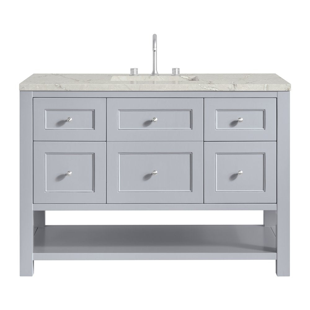 James Martin - Breckenridge 48" Single Vanity, Serenity Blue, w/ 3 CM Victorian Silver Quartz Top w/FreePower Wireless Charger - 330-V48-SRB-FVSL view 1