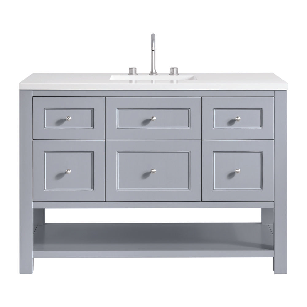 James Martin - Breckenridge 48" Single Vanity, Serenity Blue, w/ 3 CM White Zeus Quartz Top - 330-V48-SRB-3WZ view 1