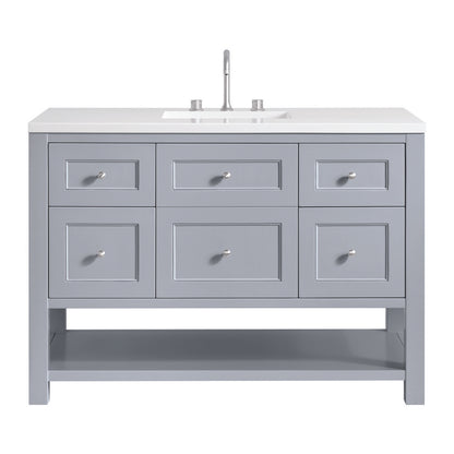 James Martin - Breckenridge 48" Single Vanity, Serenity Blue, w/ 3 CM White Zeus Quartz Top - 330-V48-SRB-3WZ view 1